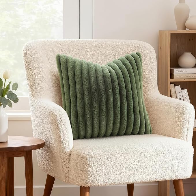 decorUhome Cozy Faux Fur Throw Pillow Covers 16x16 Set of 2 Decorative Soft - Image 2