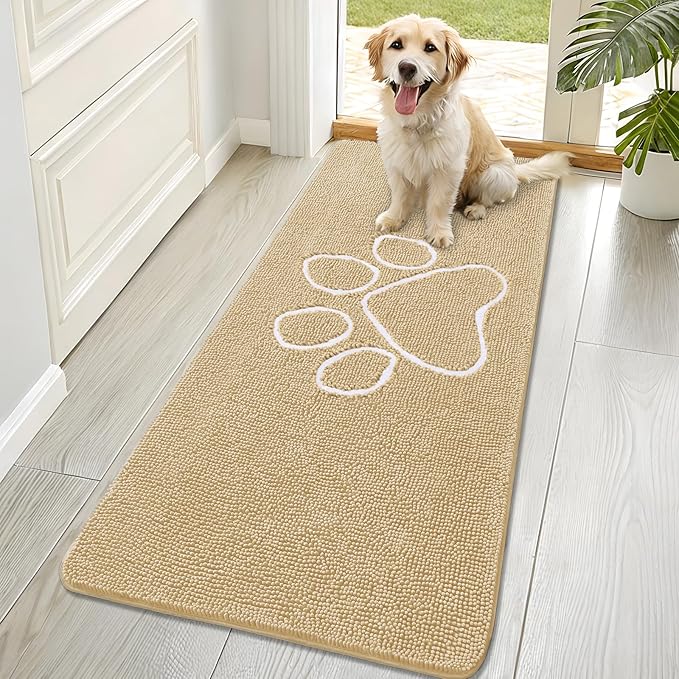 OLANLY Dog Door Mat for Muddy Paws 70x32, Paw Print Design, Absorbs Moisture by OLANLY