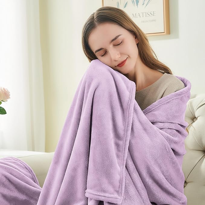 BEDELITE Fleece Blanket Twin Size Lilac Throw Blankets - Image 2