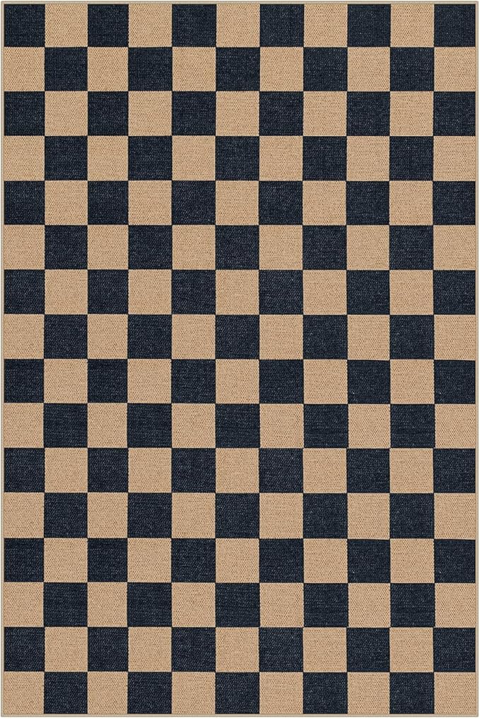 Lahome Colette Checkered Easy Jute Carpet, Washable Area Rug 6x9 Neutral - Image 8