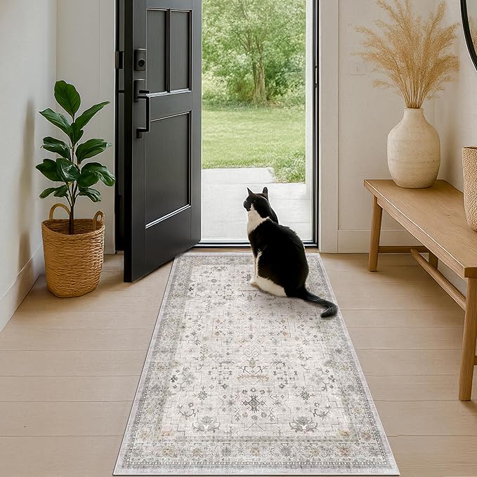 Light Grey 3x5 Large Boho Bathroom Rug - Image 8