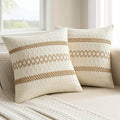 MIULEE Set of 2 Neutral Boho Decorative Pillow Covers 16x16 Inch Farmhouse by MIULEE