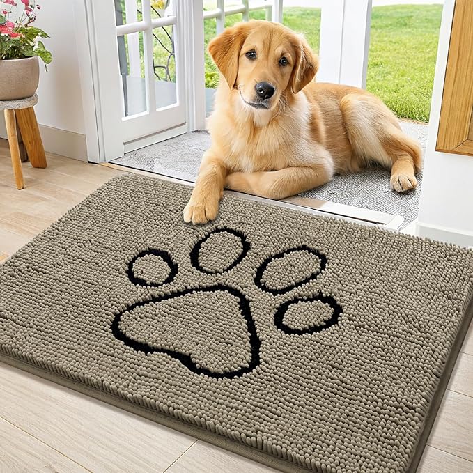 Smiry Dog Door Mat for Muddy Paws, Absorbent Dirt Trapper Non Slip Quick Dry by Smiry