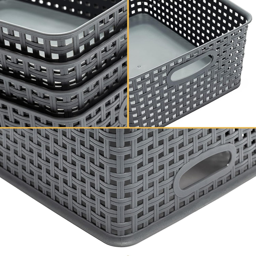 Eslite Plastic Storage Baskets for Organizing,11"X8.5"X4.7",Pa...