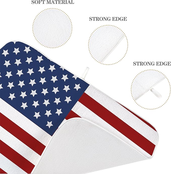 Memorial Day Dish Drying Mats 18x24 Independence Day Red American Flag Striped - Image 7
