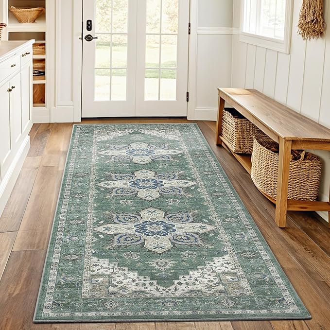 AMADA HOMEFURNISHING 2x5 Washable Runner Rug, Low-Profile Kitchen Rugs by AMADAHOMEFURNISHING