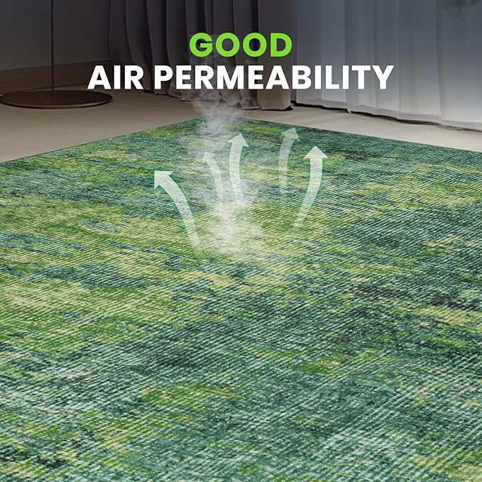 Washable Rugs 8x10 Area Rugs for Living Room-Green Modern Abstract Rugs for - Image 6