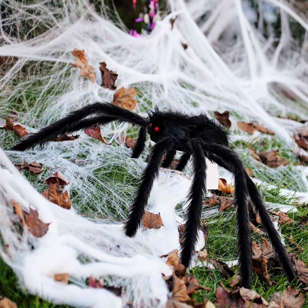 3 Pack Giant Spiders Halloween Decorations-10FT Giant Hairy Black Spider