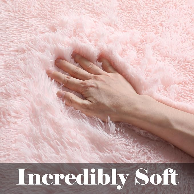 ONASAR Pink Rugs for Bedroom Girls, Fluffy 4x6 Soft Plush Fuzzy Shaggy Kids - Image 3