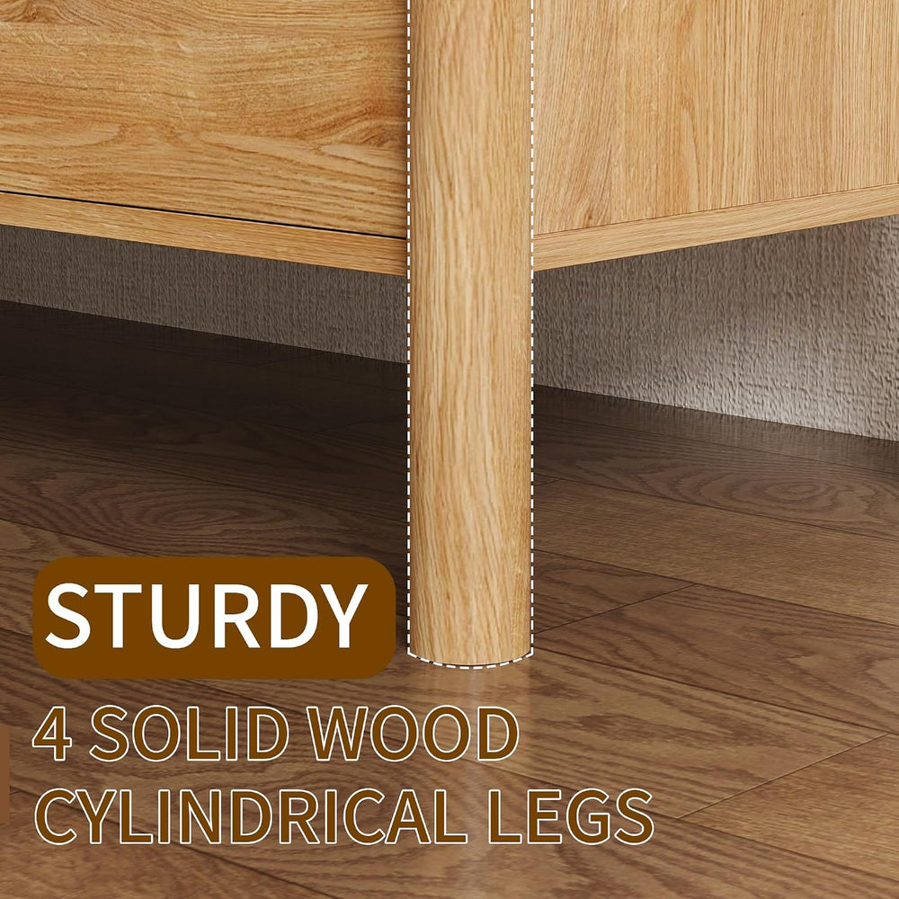 51.1" Wide Oak 7 Drawer Dresser for Bedroom with Solid Wood Legs