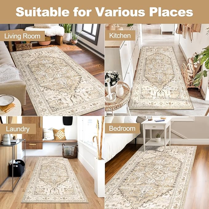 Yamaziot Washable Runner Rug, 3x6 Non-Slip Boho Vintage Hallway Rug - Image 6