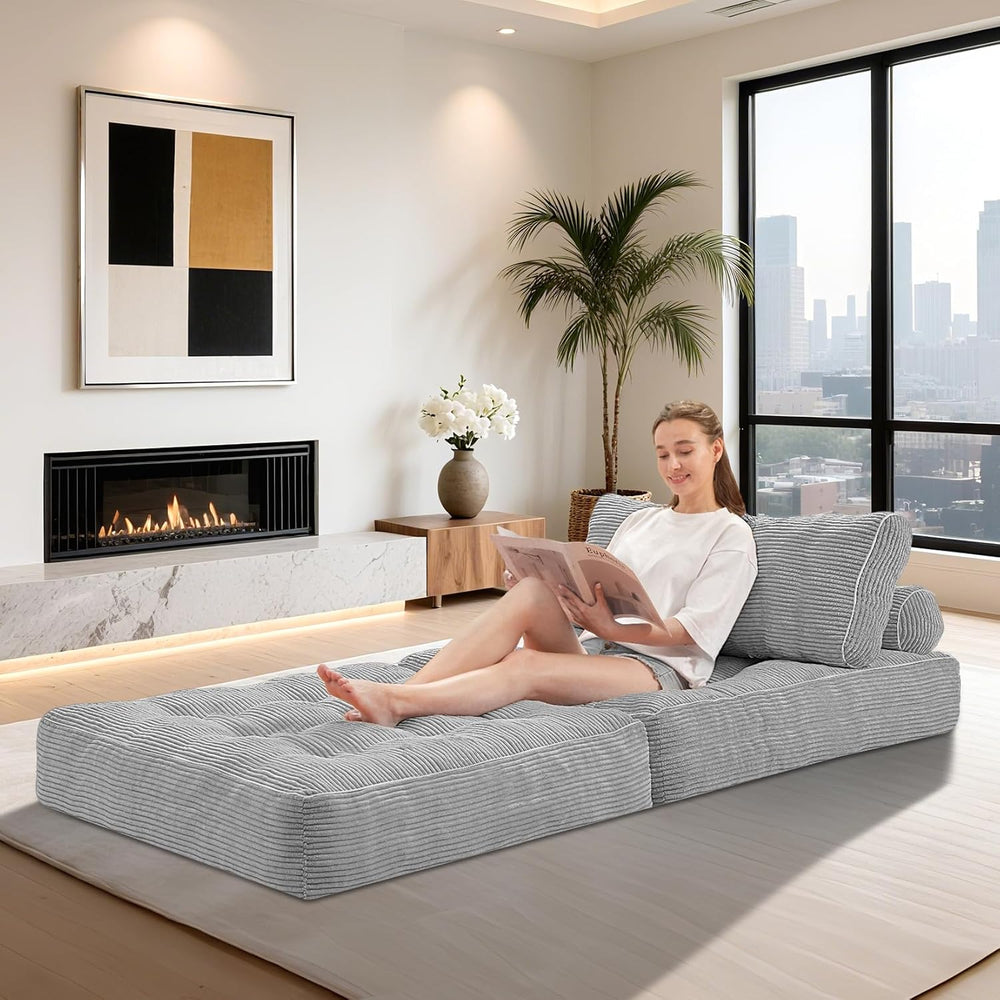 Folding Sofa Bed,Convertible Sleeper Chair Bed w/2-Pillow & Handle