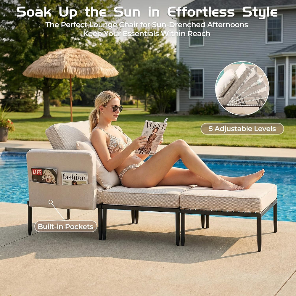 6 in 1 Outdoor Sectional, Aluminum Patio Loveseat with Coffee Table