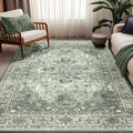 RELEANY Area Rugs 5'x7' Washable Non-Slip, Floral Vintage Distress Print by RELEANY