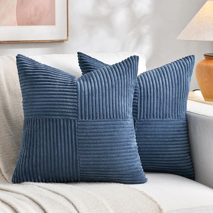 Fancy Homi 2 Packs Dusty Blue Decorative Throw Pillow Covers 20x20 Inch by Fancy+Homi