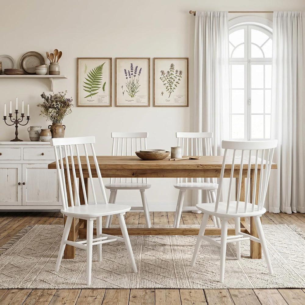 DUHOME White WoodenDining Chairs Set of 4 Wood Dining Room Chair Slat Windsor...
