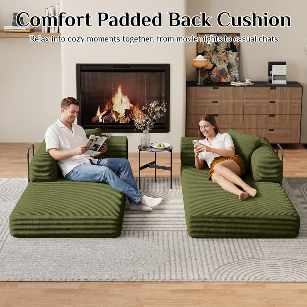 DAMAIFROM Convertible Sleeper Sofa Bed Floor Boneless Couch, Olive Green