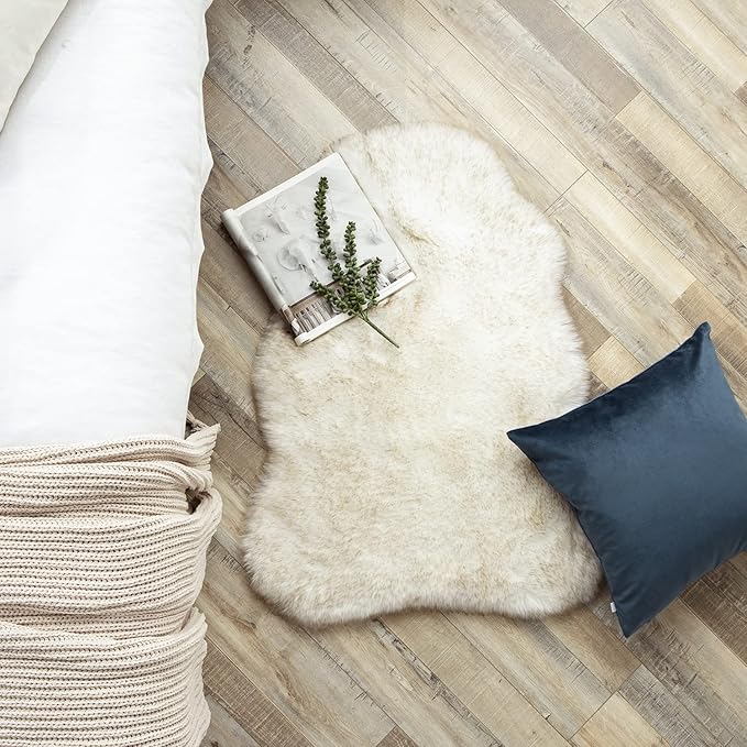 Ashler Ultra Soft Faux Fox Fur Rug White Brown Fluffy Area Rug, Carpets Fluffy - Image 5