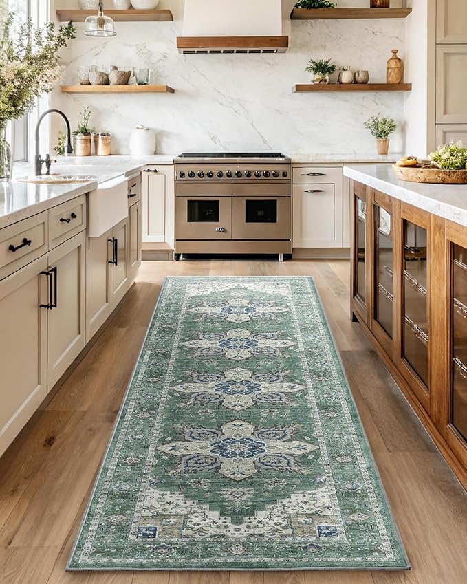 AMADA HOMEFURNISHING 2'6"x8' Washable Area Rug, Low-Profile Entryway Rug - Image 2
