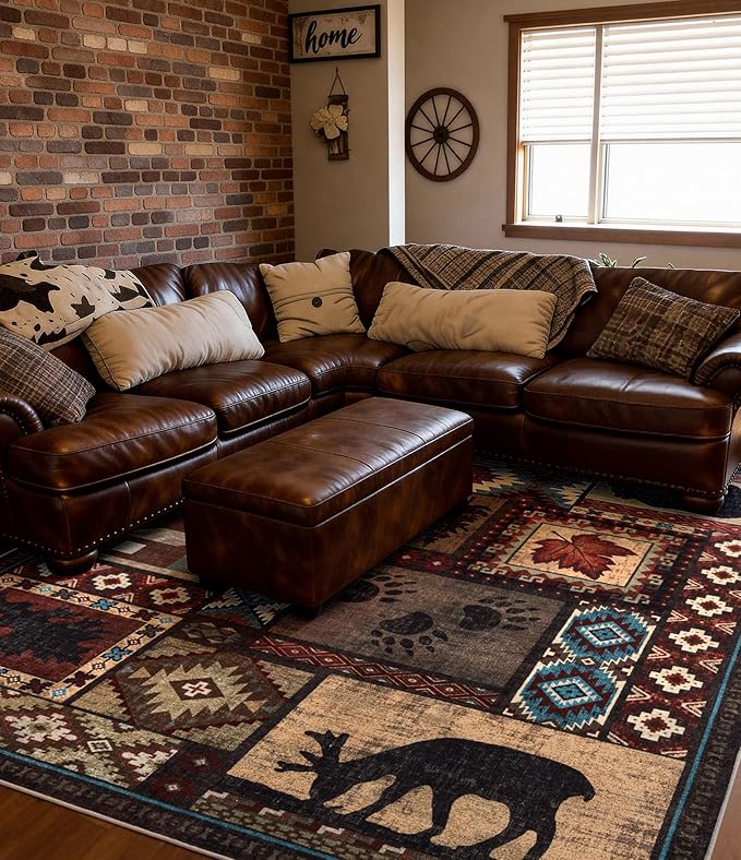 YIHOUSE Rustic Cabin Area Rug 6x9, Machine Washable Lodge Bear Rug, Non-Slip - Image 8