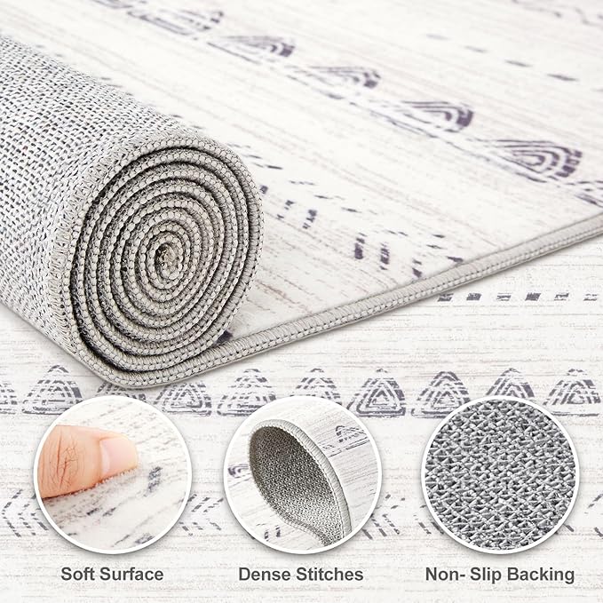 Nakagishi 2X4 Rug Washable Area Rug: Small Soft Boho Farmhouse Neutral Moroccan - Image 8
