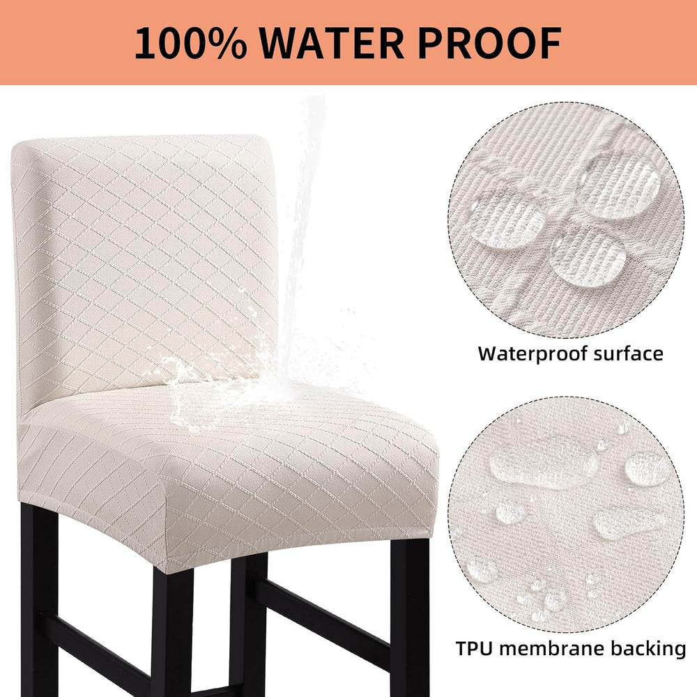 Fuloon Waterproof Barstool Covers Chair Slipcovers, Pale Beige, 4 Pack | Stre...