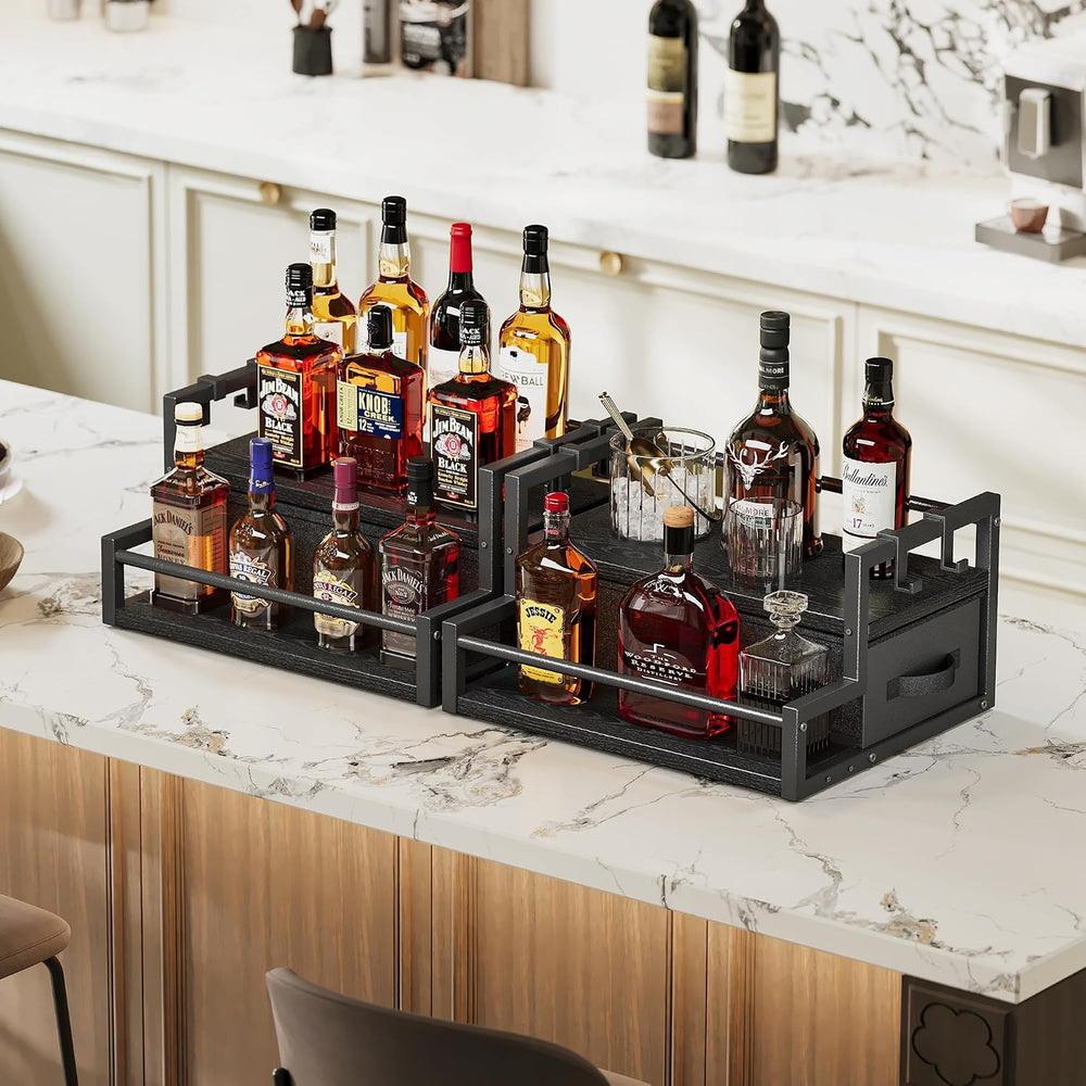 Homeiju Coffee Syrup Organizer Rack, 2-Tier Bottle Coffee Bar Accessories | H...