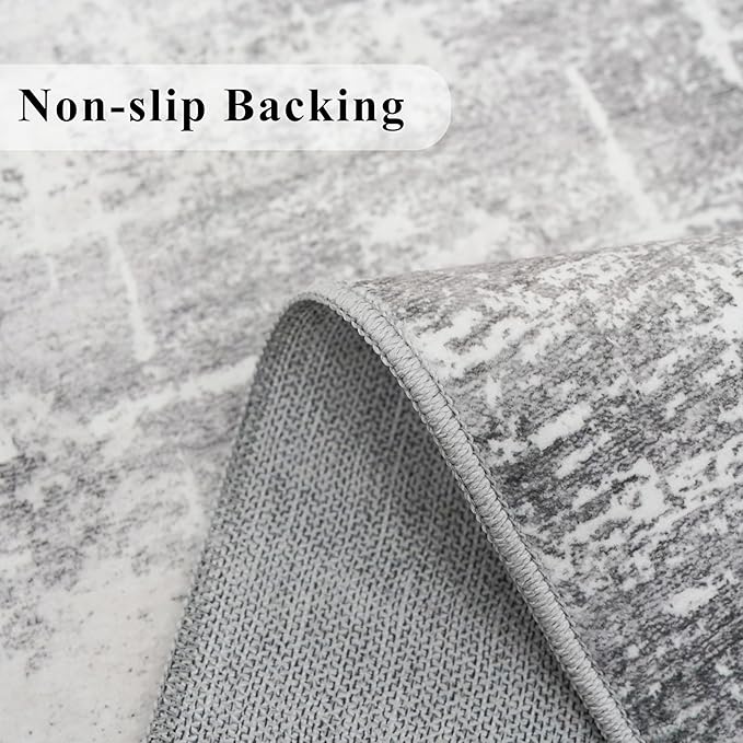 Abstract 2x3 Entryway Area Rugs: Washable Water Resistant Kitchen Rug Non-Slip - Image 3