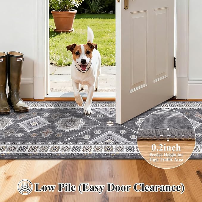 HEBE Washable Kitchen Rugs Runner 2'x 10', Non Slip Hallway Runner Rug - Image 3