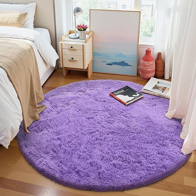 OLANLY Purple Round Rugs for Bedroom - Image 3