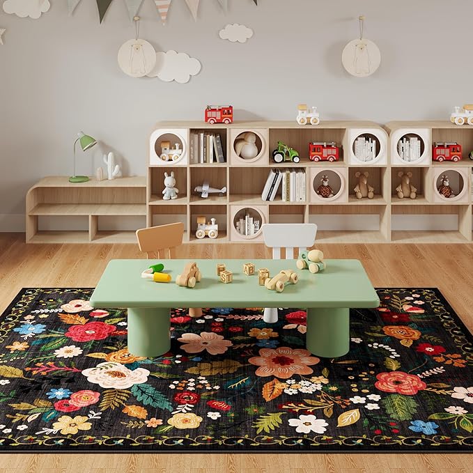 Rugcomf Living Room Rug 6x9 Rug Machine Washable Boho Area Rug Non Slip Floral - Image 8