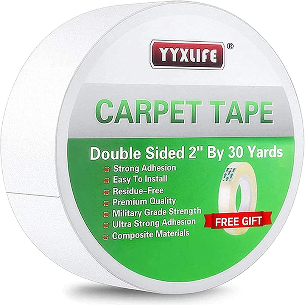 YYXLIFE 2-Sided Carpet Tape, Removable Multi-Purpose Heavy Duty, for Hardwood & Outdoor Rugs, 2" x20/30YD
