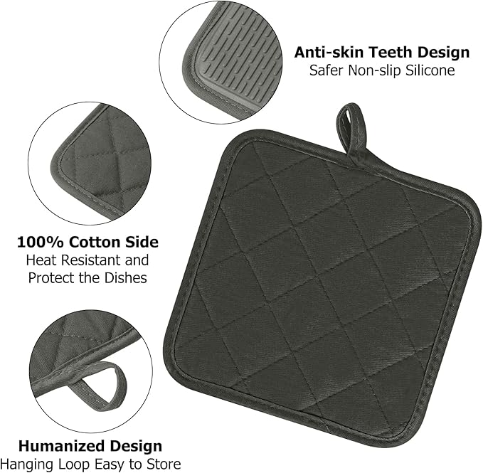 Oven Mitts and Pot Holders Set, Heat Resistant Silicone Kitchen Mini Oven - Image 4