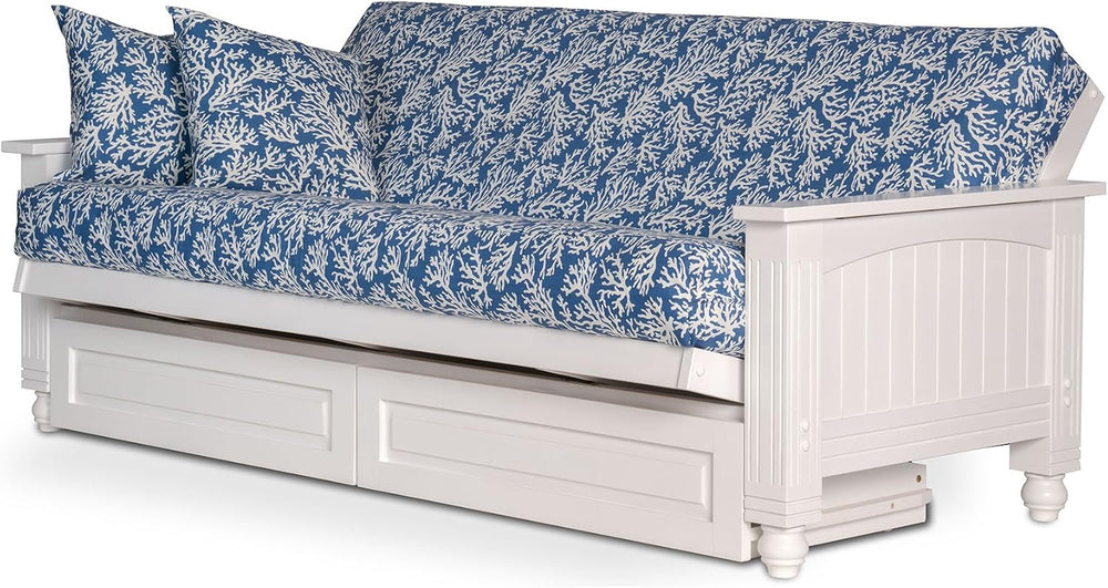 White Cottage Storage Drawers Wooden Futon Frame - Full