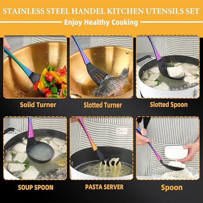 Kitchen Utensils Set, Large Non-stick Silicone Cooking Utensils Set 6 Pcs - Image 3