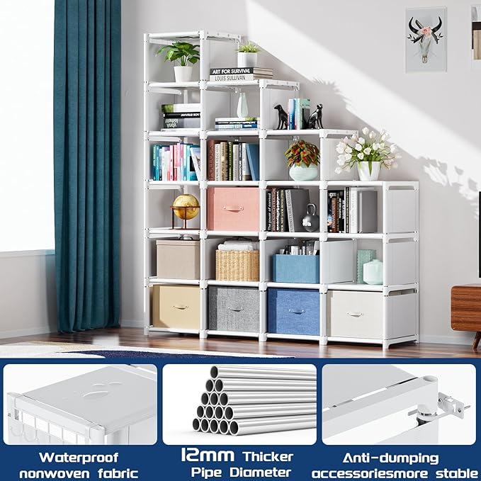 Mavivegue Book Shelf, 20 Cube Storage Organizer, DIY Bookcase, Metal Cube - Image 7