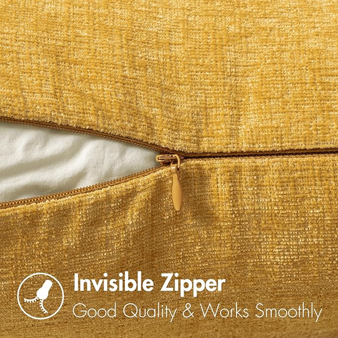 MIULEE Pack of 2 Mustard Yellow Throw Pillow Covers 20x20 Inch Soft Spring - Image 3