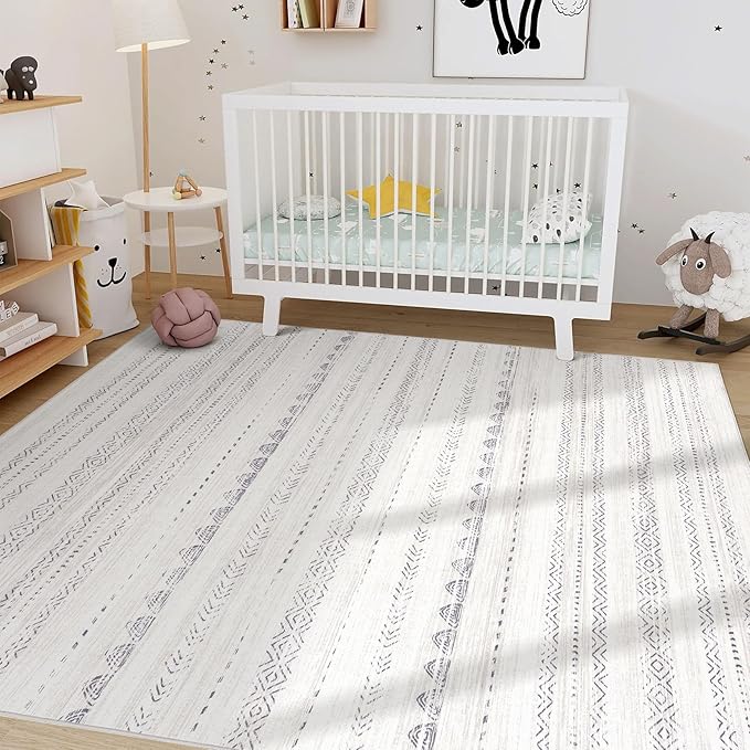 Nakagishi Area Rugs 9x12 Living Room: Washable Boho Large Neutral Modern Soft - Image 8