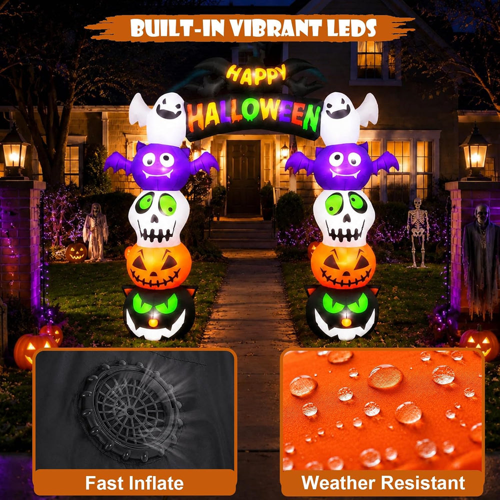 Halloween Inflatable Archway 8FT Walk Through Pumpkin Ghost