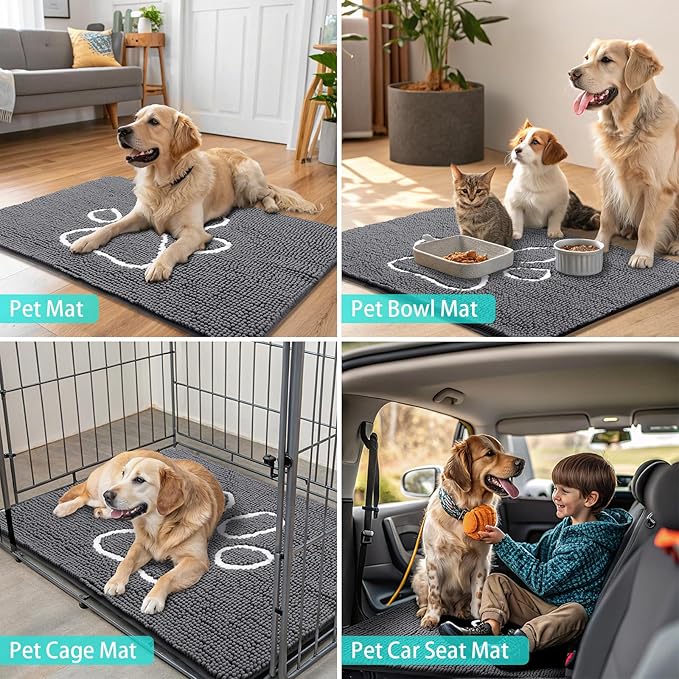 Smiry Dog Door Mat for Muddy Paws, Absorbent Dirt Trapper Non Slip Quick Dry - Image 8