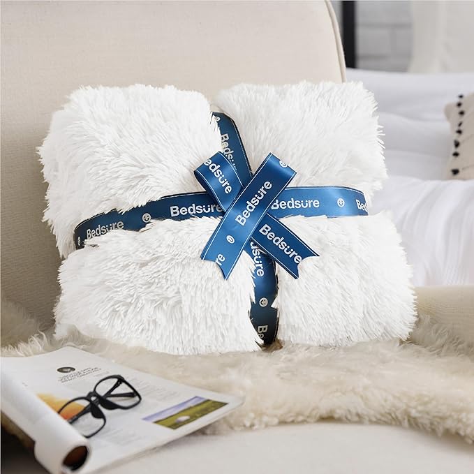 Bedsure GentleSoft Fluffy White Throw Blanket, Soft Cozy Furry Sherpa Fleece - Image 9