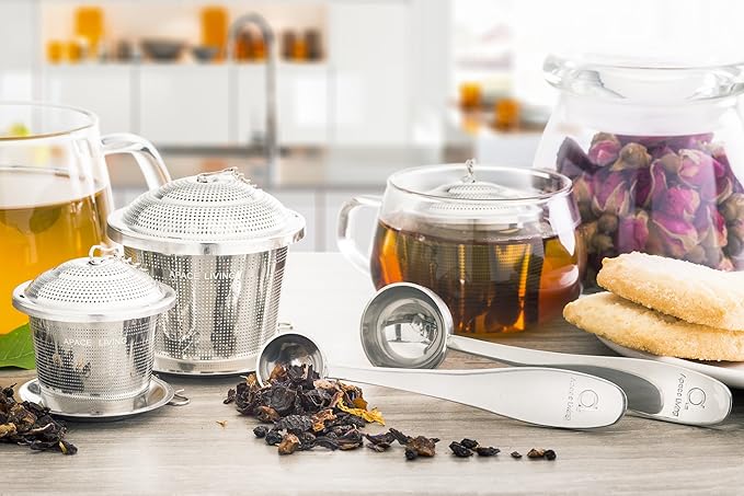 Tea Infuser Set of 2 with Tea Scoop & Drip Trays - Image 9