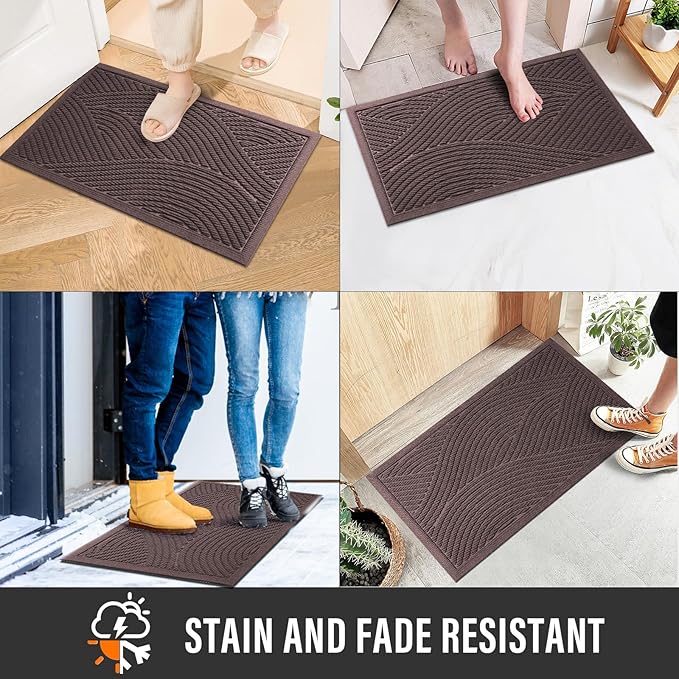 HIYARD Sturdy Front Door Mat, Absorbent Muddy Dirt Resist Welcome Door Mats - Image 4