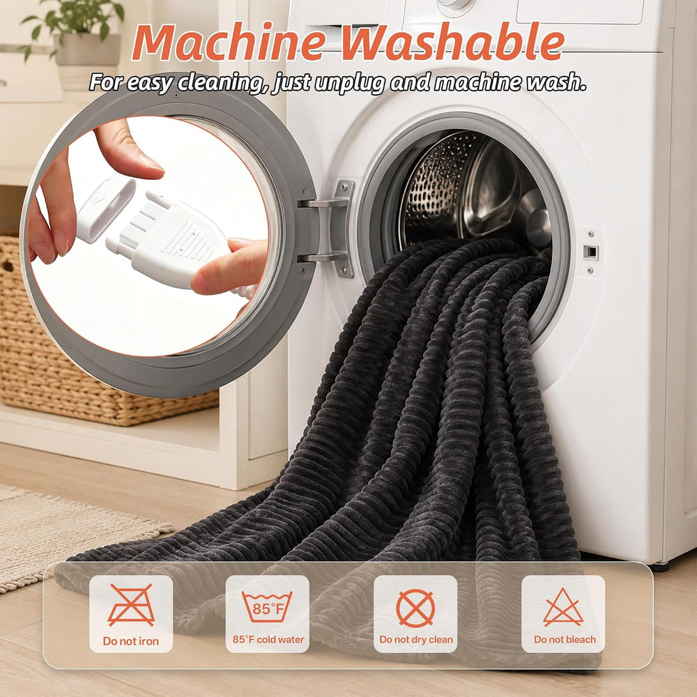 Electric Heated Blanket,62"x84" Heating Twin Flannel Grey
