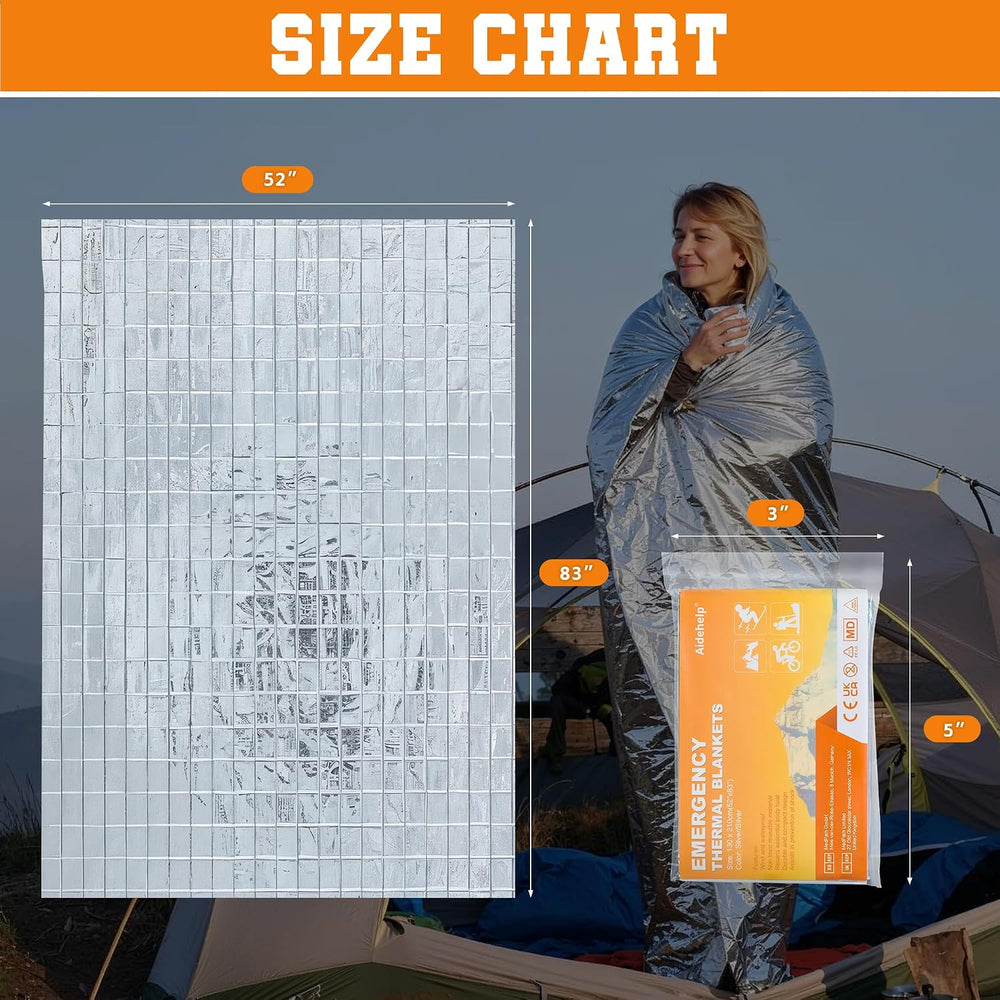 100 Pack Emergency Blankets - Mylar Thermal Space Blankets for Survival and P...