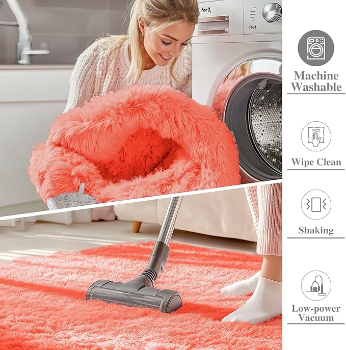 OLANLY 2x3 Machine Washable Small Bedside Rug, Soft Fluffy Shaggy Entryway - Image 2