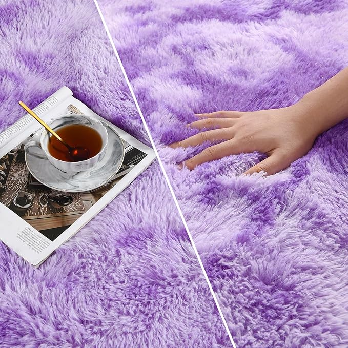 Deerhoo Large Shag Area Rugs 6 x 9, Tie-Dyed Plush Fuzzy Rugs - Image 4