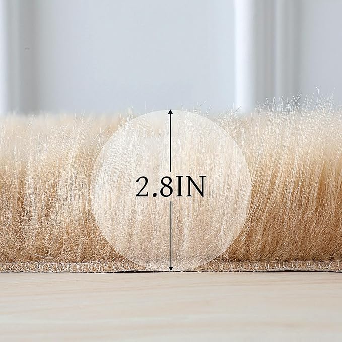 linmopm Faux Fur Rug Sheepskin Shag Fluffy Fuzzy Beige 3x4 ft Rugs - Image 2