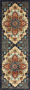 Maples Rugs Ruby Oriental Runner Rug - Made in USA - Washable, Non Slip Indoor Carpet for Hallway, Kitchen, and Laundry Room, 2' x 6', Red/Gold