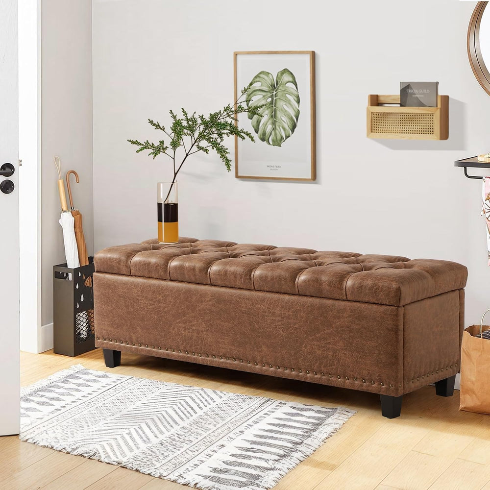 Grepatio Storage Ottoman Bench for Bedroom - 51" Tufted End of Bed Stora...